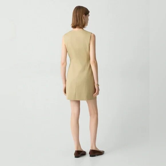 NWT Theory Sleeveless Blazer Button Dress Trench Cotton Chino Lined $375 - Picture 2 of 9